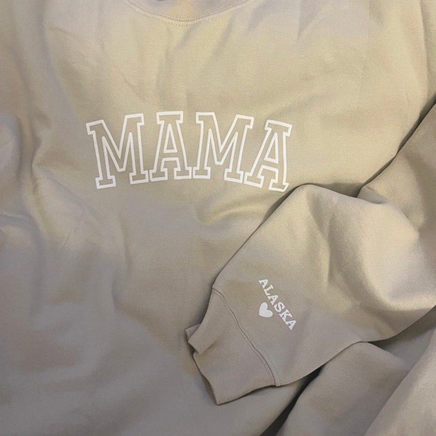 Custom Mama Embroidered Sweatshirt Hoodie with Kids Names For Mother's Day Gift Ideas