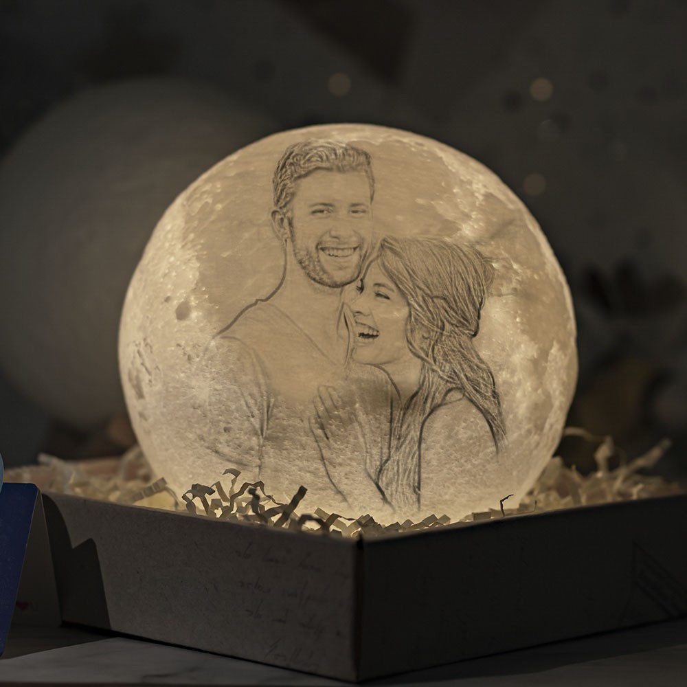 Personalised Moon Lamp 3D Photo Moonlight Touch Home Decor Valentine's Day Gift