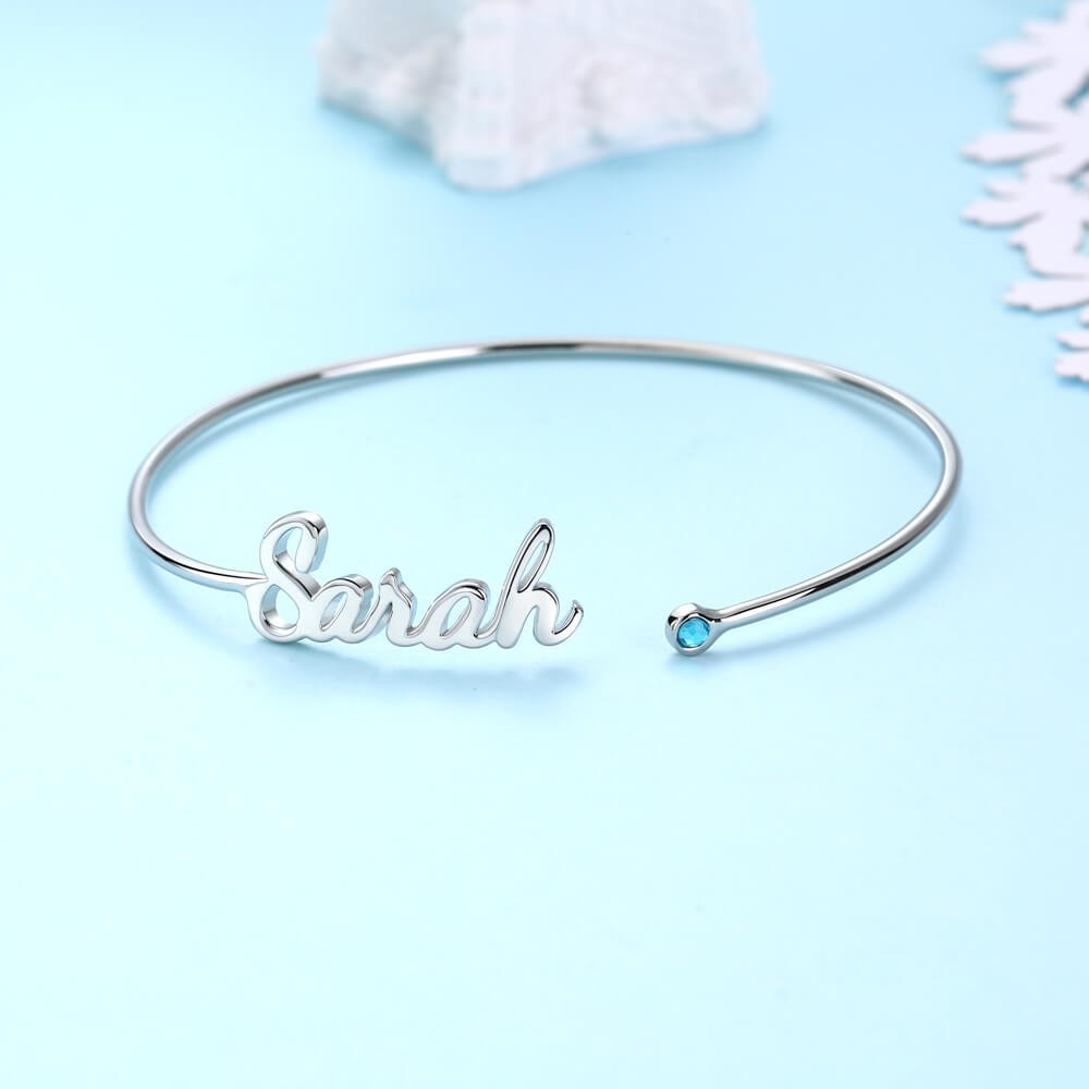 Personalised Name Bracelet With Birthstone Birthday Gifts For Her