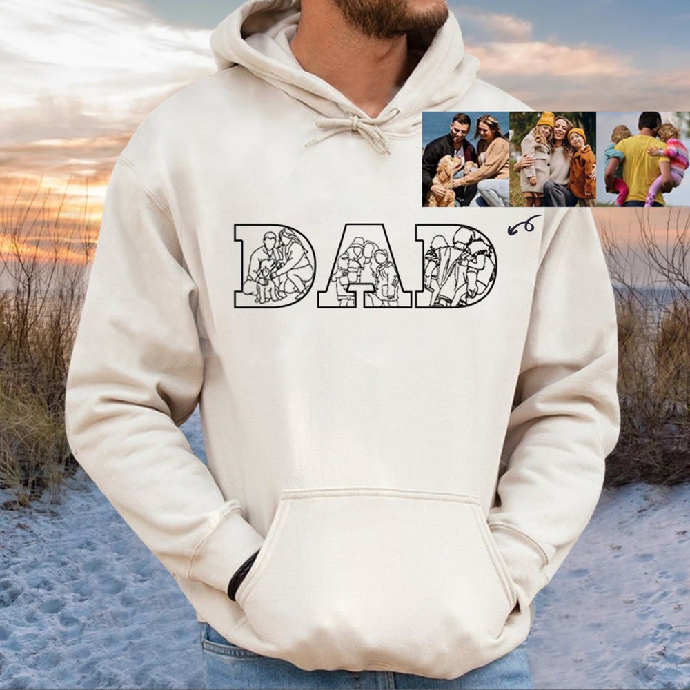 Personalized Photo Embroidered Hoodie For Dad Father's Day Gift Ideas