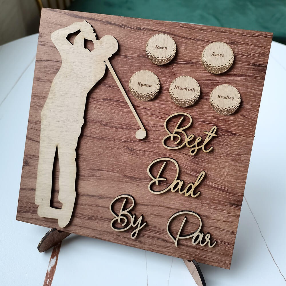 Personalised Golf Plaque With 1-10 Names Engraved Father's Day Gift