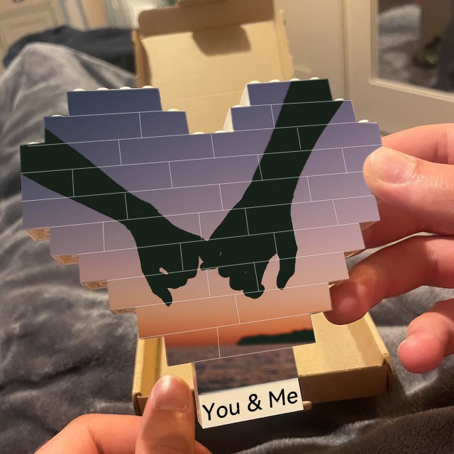 Custom Heart Photo Block Puzzle Building Brick For Soulmate Valentine's Day Anniversary