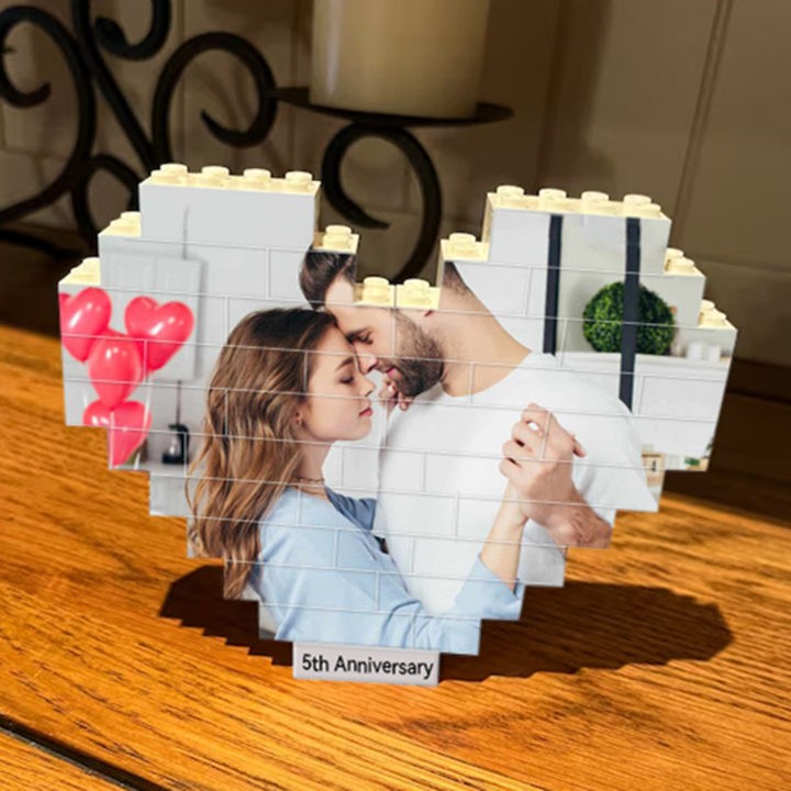 Custom Heart Photo Block Puzzle Building Brick For Soulmate Valentine's Day Anniversary