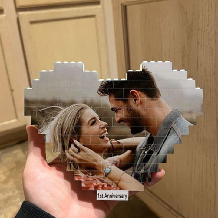 Custom Heart Photo Block Puzzle Building Brick For Valentine's Day Anniversary