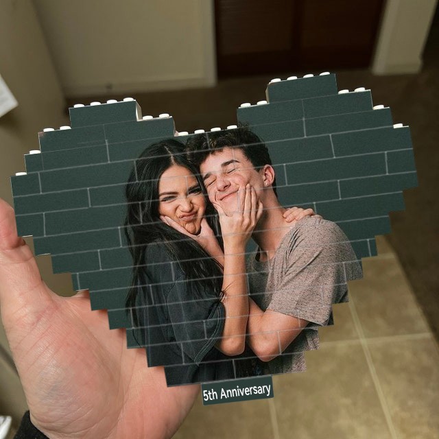 Custom Heart Photo Block Puzzle Building Brick For Valentine's Day Anniversary