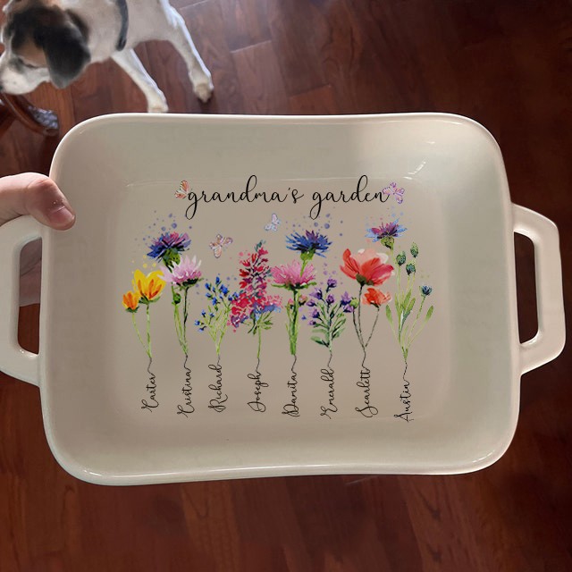 Custom Birth Flower Tray With Name For Mum Grandma Mother's Day Christmas Gift Ideas