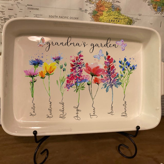 Custom Birth Flower Tray With Name For Mum Grandma Mother's Day Christmas Gift Ideas