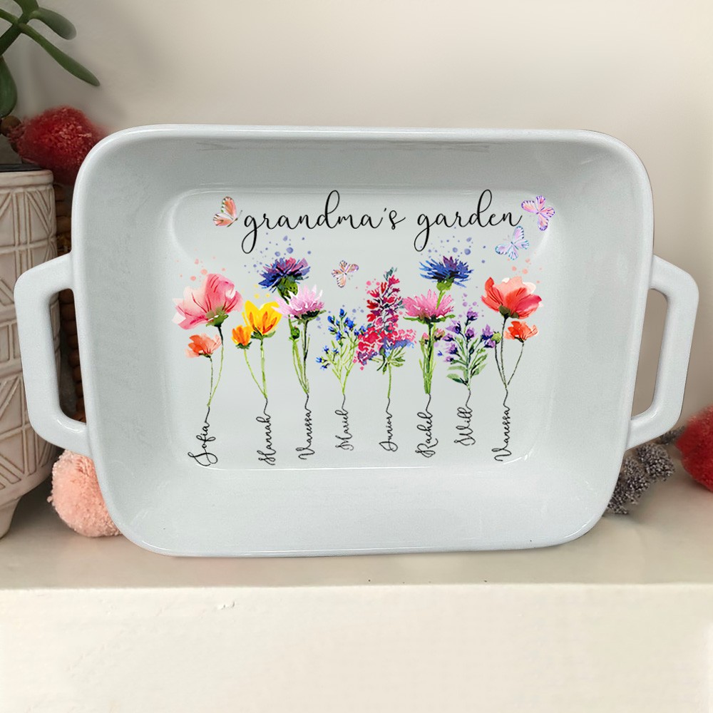 Custom Birth Flower Tray With Grandkids Name Grandma's Garden Mother's Day Christmas Gift Ideas