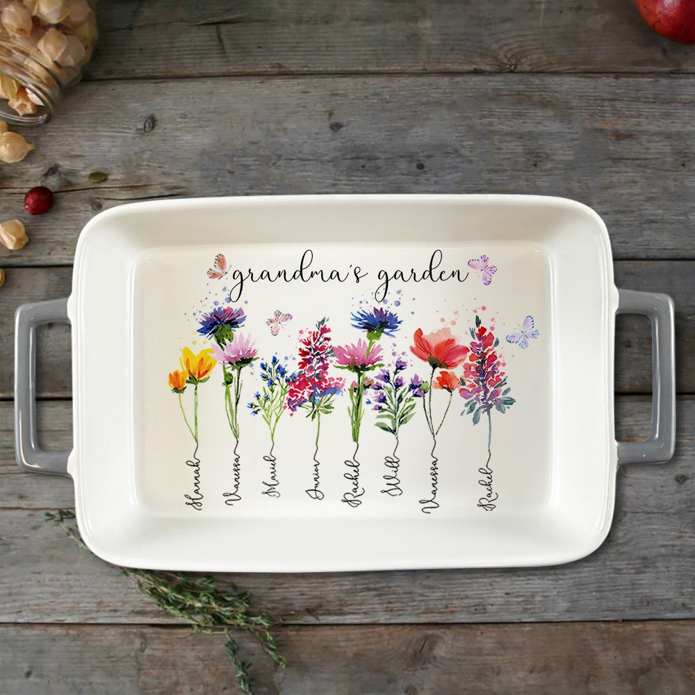 Custom Birth Flower Tray With Grandkids Name Grandma's Garden Mother's Day Christmas Gift Ideas