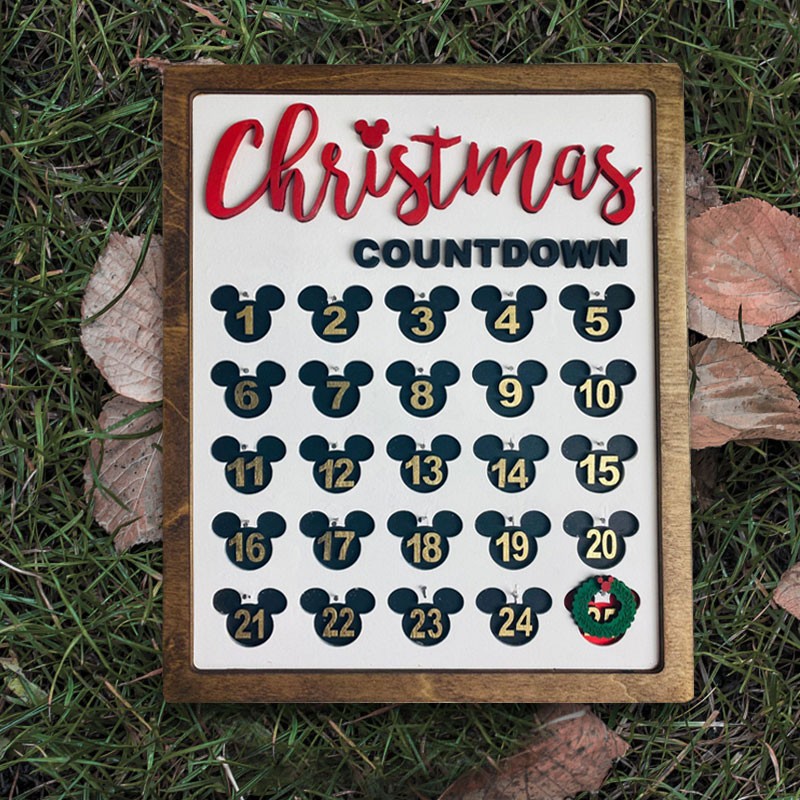 Christmas Advent Countdown Calendar Wood Sign Farmhouse Home Decor