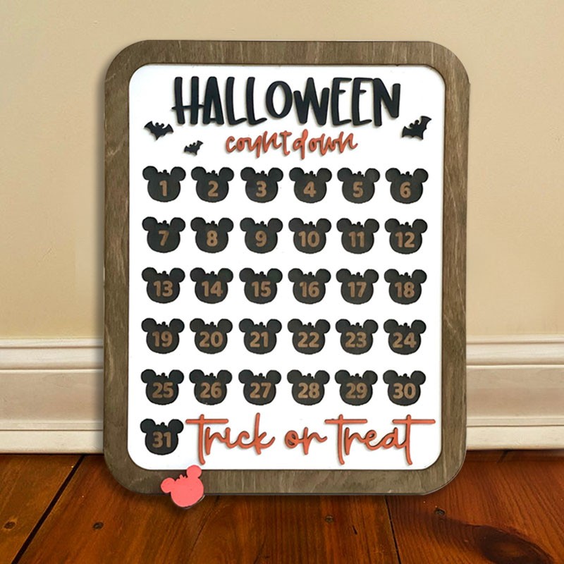 Halloween Countdown Calendar Wood Sign Farmhouse Home Decor