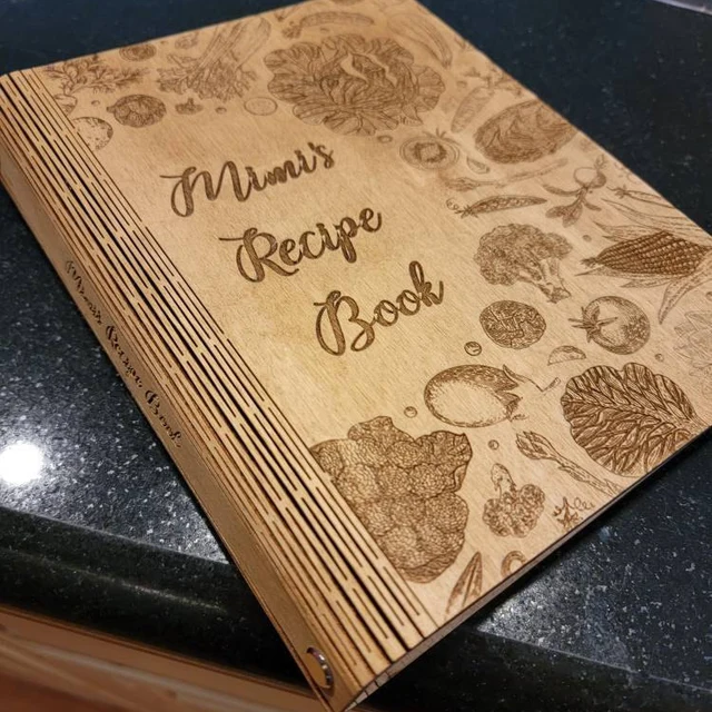 Personalised Family Wooden Mimi's Recipe Book For Mum Grandma Christmas Day Gift Ideas