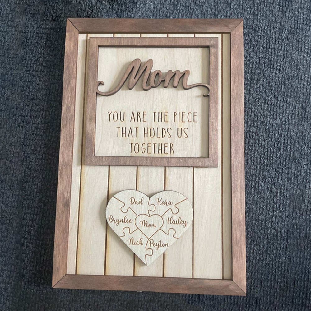 Mum Puzzle Sign Personalised Mother's Day Wood Sign Gift Ideas Piece That Holds Us Together