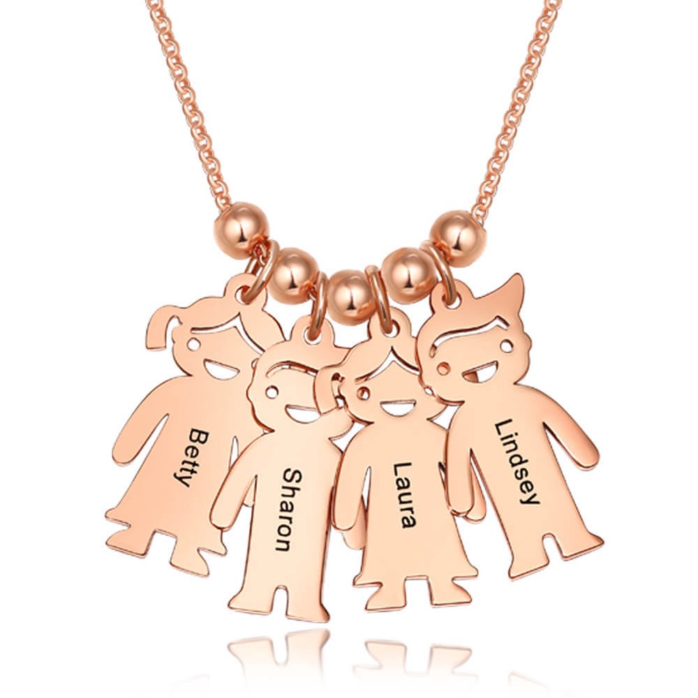 Personalised 1-10 Children Kids Charms Engraved Name Necklace