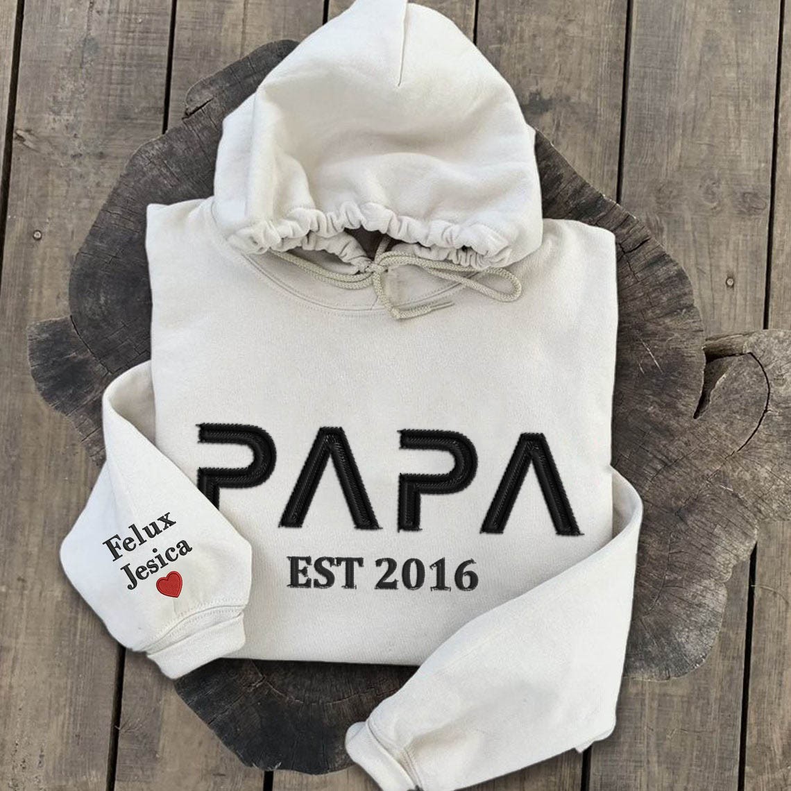 Custom Embroidered Papa Sweatshirt Hoodie with Kids Names For Father's Day Gift Ideas