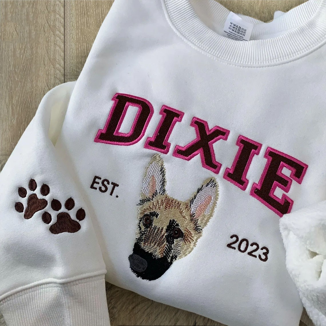 Personalized Embroidered Dog Photo Sweatshirt Hoodie For Pet Lover Keepsake Gifts