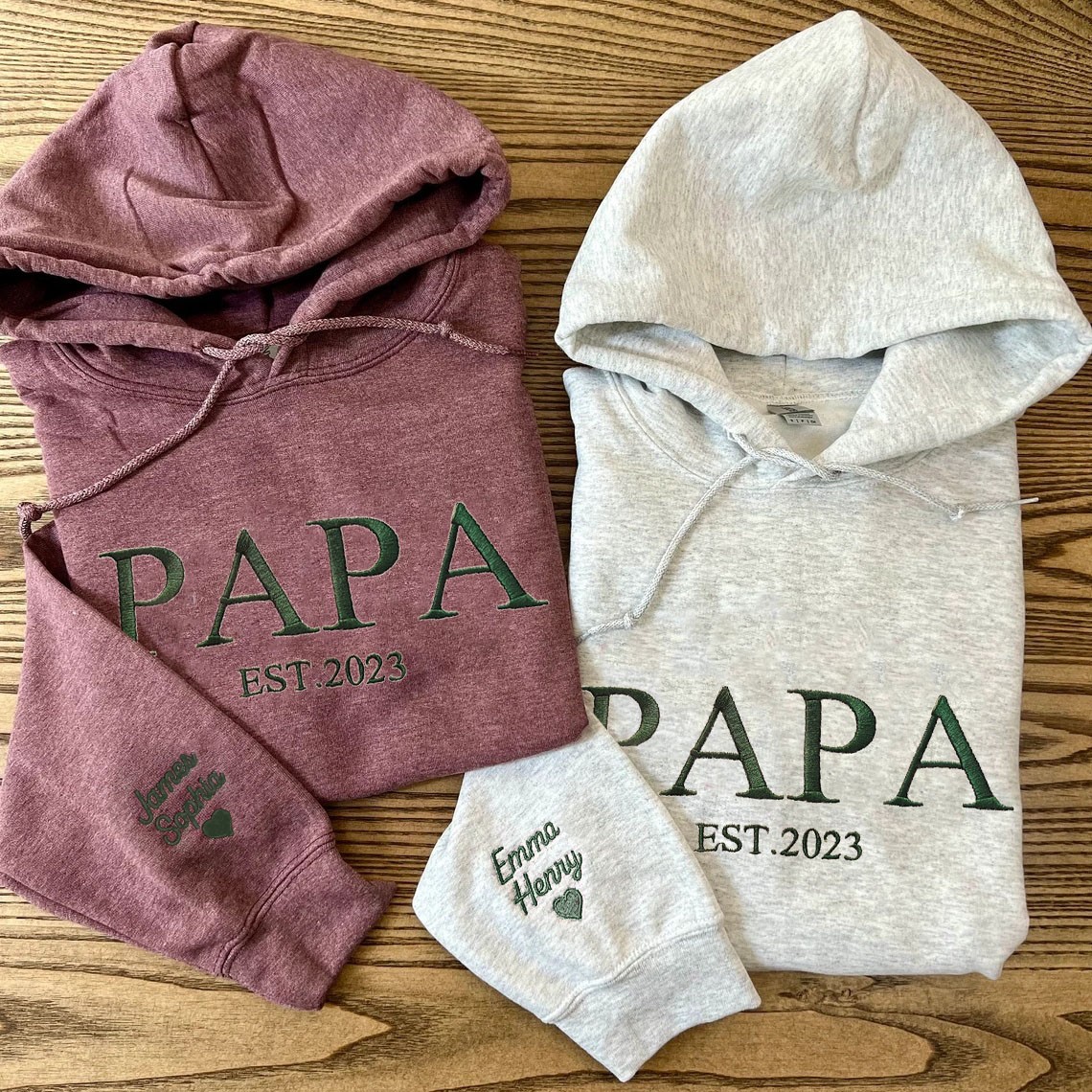 Custom Embroidered Dad Sweatshirt Hoodie with Kids Names For Father's Day Gift Ideas