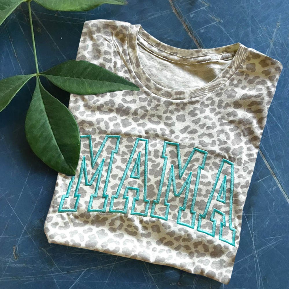 Custom Embroidered Leopard Mama Shirt For Mother's Day Gift