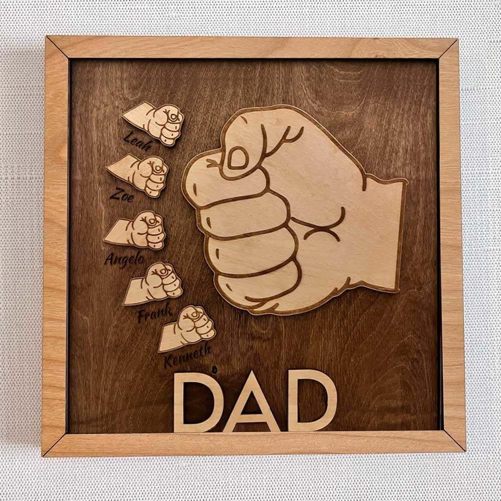 Personalized Dad and Kids Fist Bump With Name Frame Sign For Father's ...