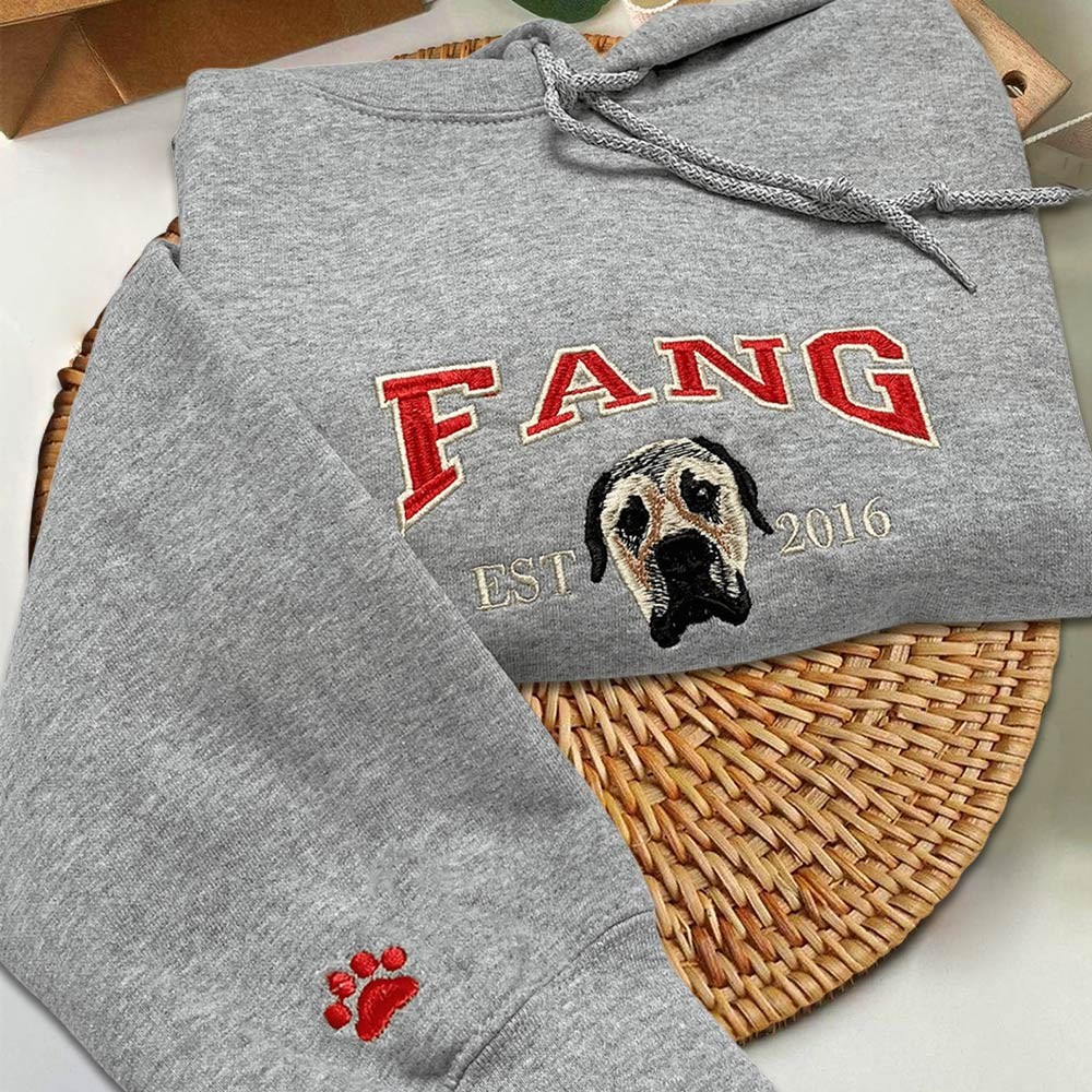 Personalized Embroidered Dog Photo Sweatshirt Hoodie For Pet Lover Keepsake Gifts