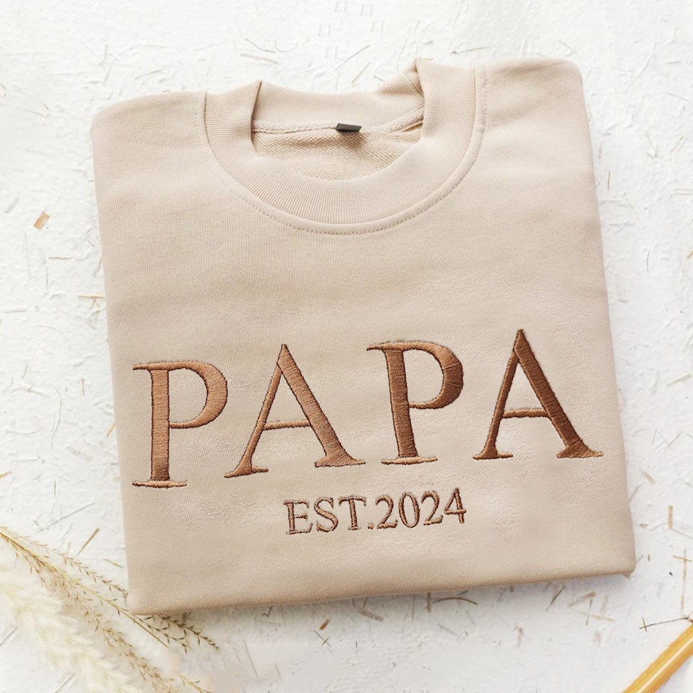 Custom Embroidered Dad Sweatshirt Hoodie with Kids Names For Father's Day Gift Ideas