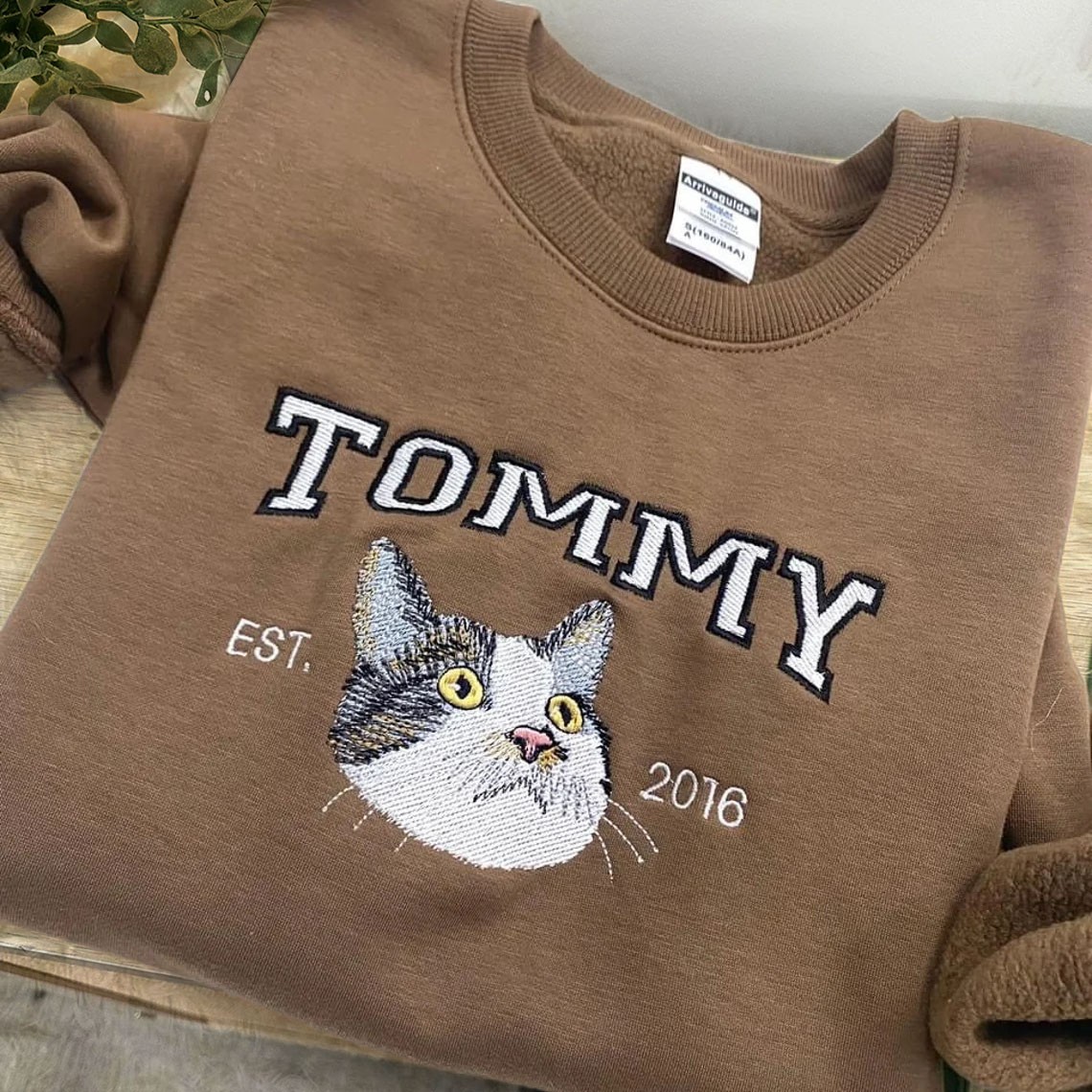 Personalized Embroidered Cat Dog Photo Sweatshirt Hoodie For Pet Lover Keepsake Gifts