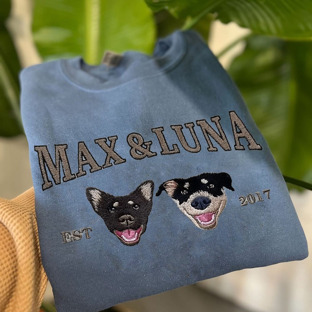 Personalized Embroidered Dog Photo Sweatshirt Hoodie For Pet Lover Keepsake Gifts