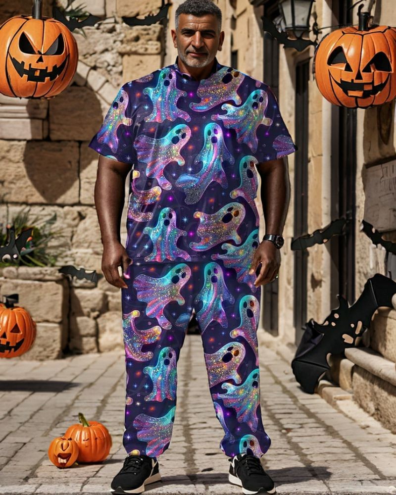 Men's Plus Size Halloween Spooky Season Short Sleeve T-Shirt