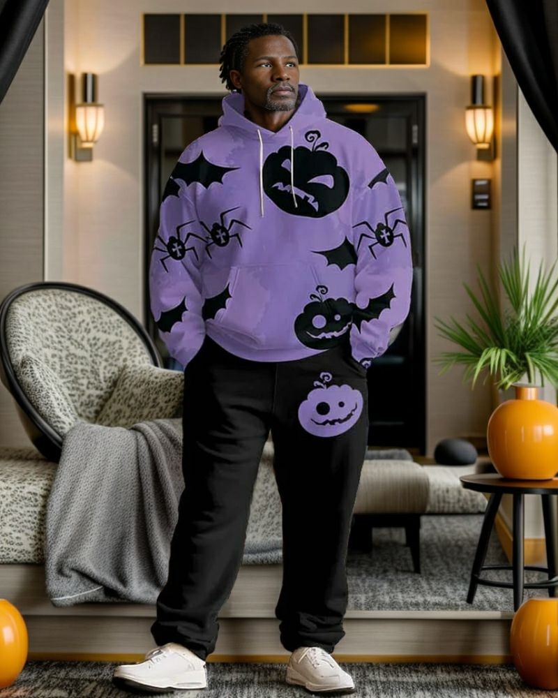 Men's Plus Size Halloween Spooky Season Zip Hoodie