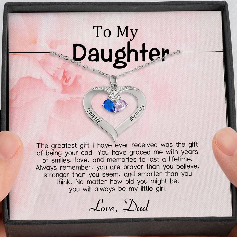 Personalized To My Daughter Heart Necklace From Dad For Little Girl