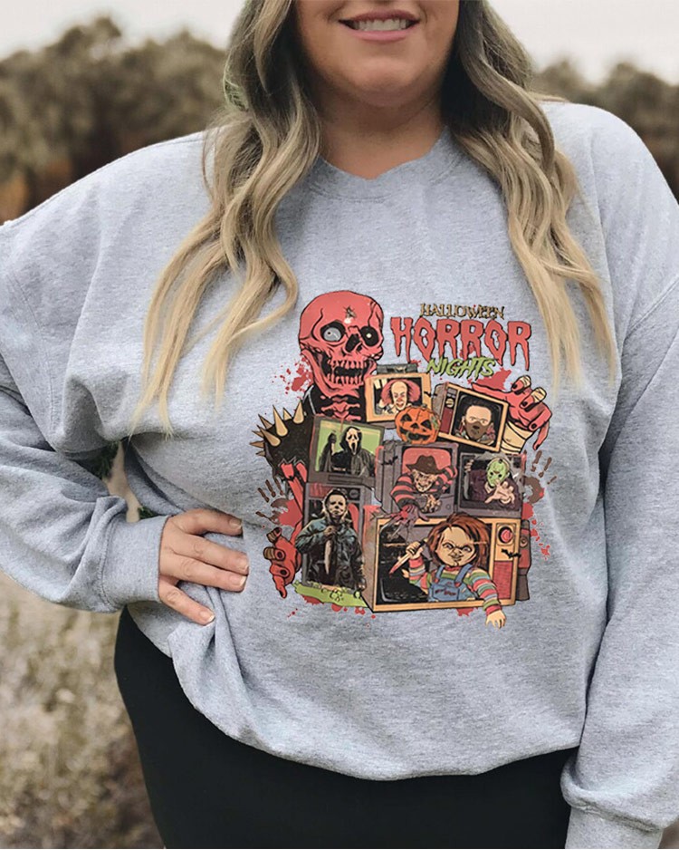 Women's Plus Size 4XL Halloween Spooky Season Sweatshirt