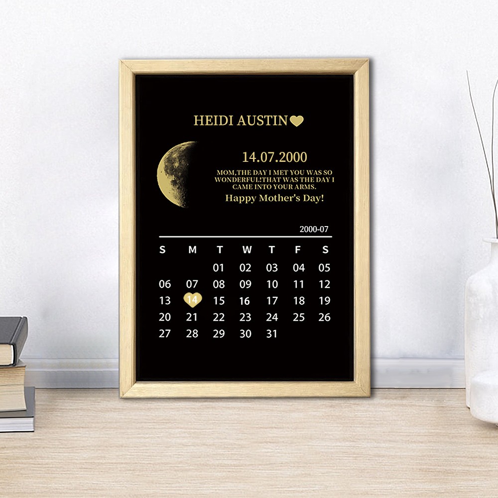 Custom Moon Phase Photo Wood Sign Warm Gift For Mother's Day