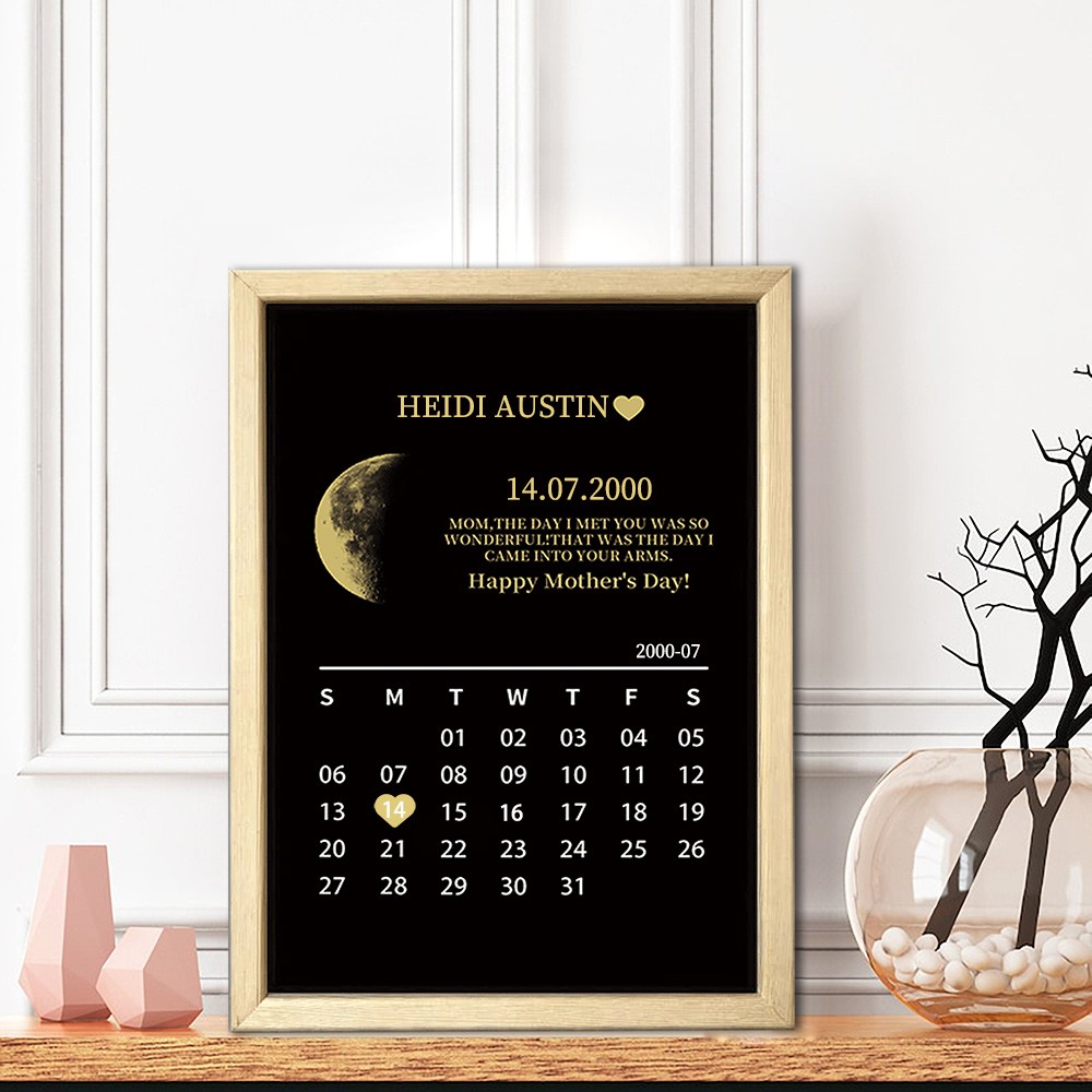 Custom Moon Phase Photo Wood Sign Warm Gift For Mother's Day