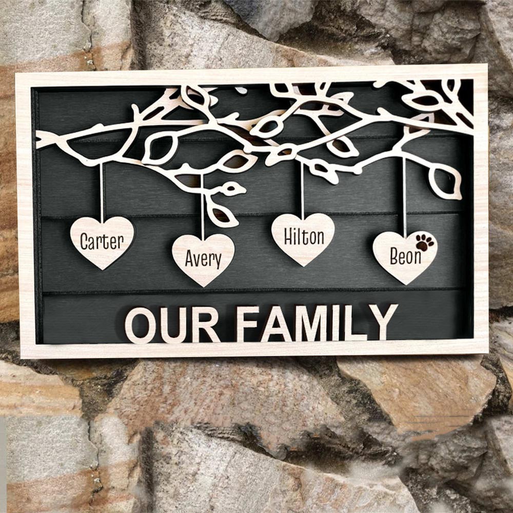 Custom Family Tree Wood Sign With Name For Mother's Day Christmas Gift Ideas