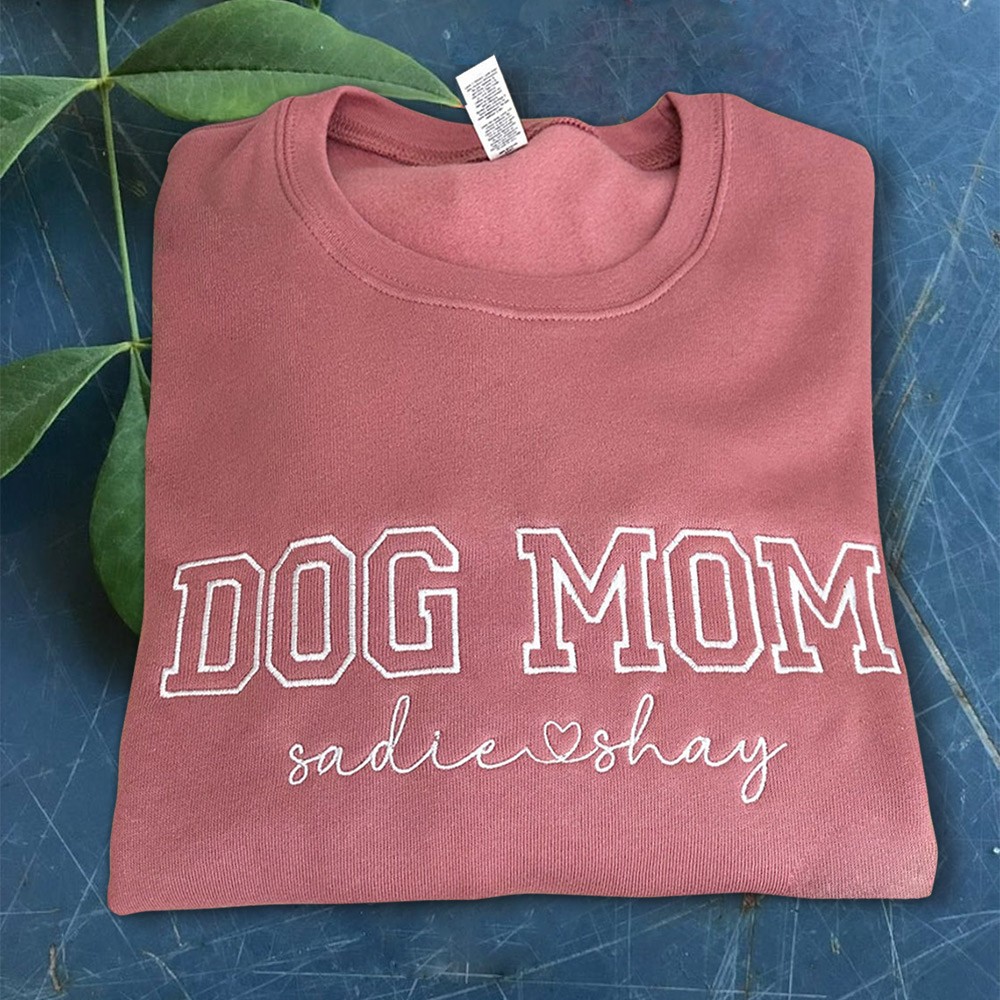 Custom Embroidered Dog Mama Sweatshirt Hoodie with Names For Mother's Day Pet Lover Gift Ideas