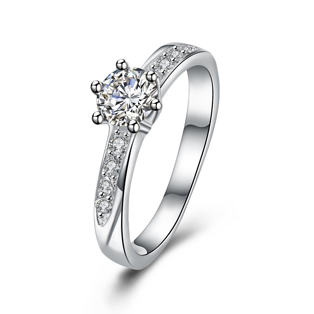 S925 Silver Dazzling Love Engagement Wedding Ring