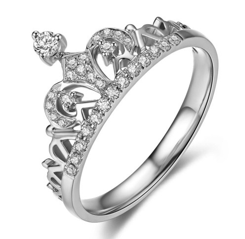 Exquisite Crown S925 Silver Engagement Wedding Ring