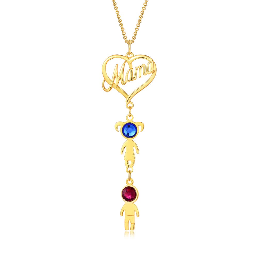 Mama Heart Pendant with Birthstone 1-10 Kids Charms