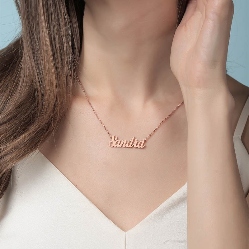 18K Rose Gold Plating Personalised Customized " Carrie" Style Name Necklace