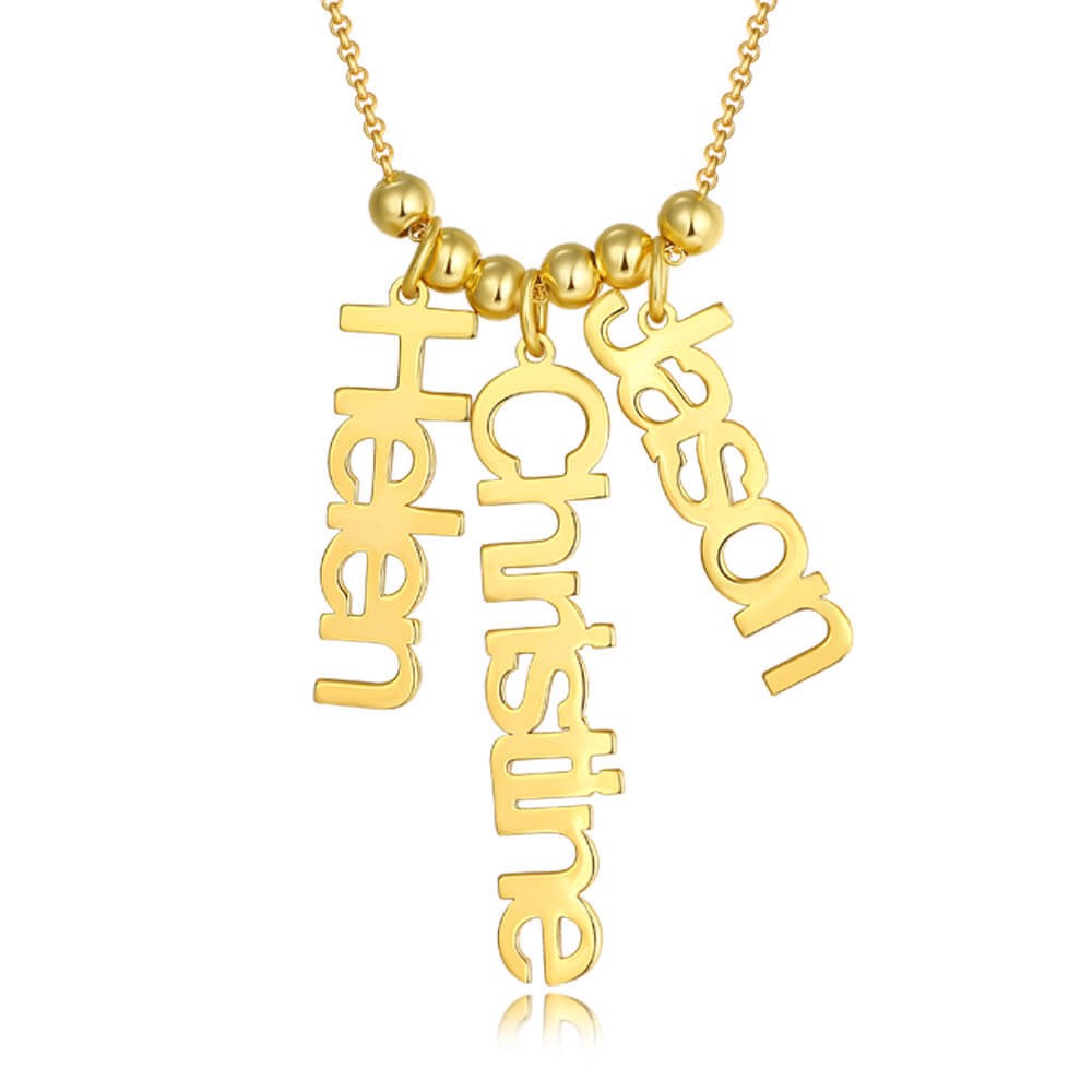 18K Gold Plating Personalised Vertical Engraving Name Necklace 