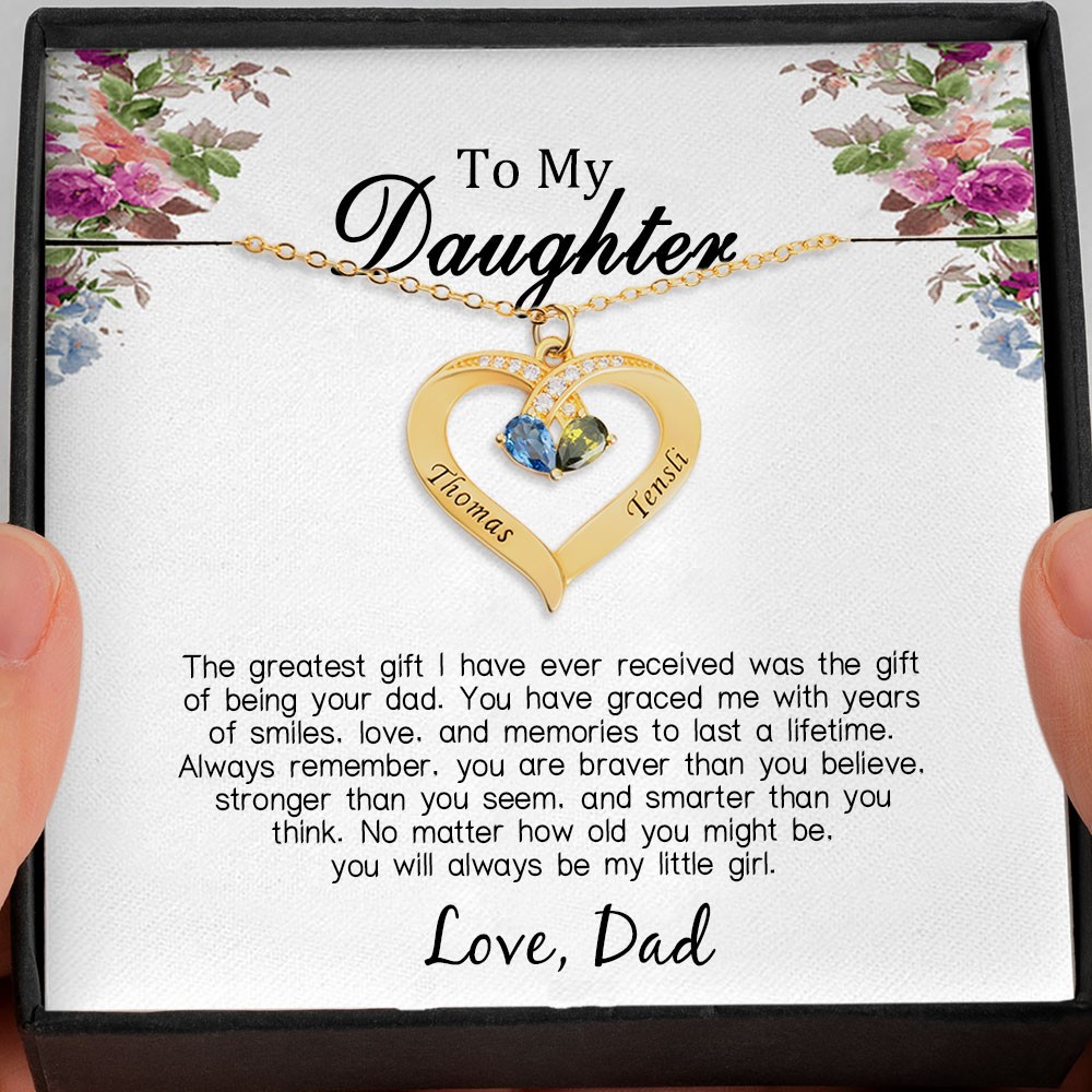 Personalized To My Daughter Heart Necklace From Dad For Little Girl