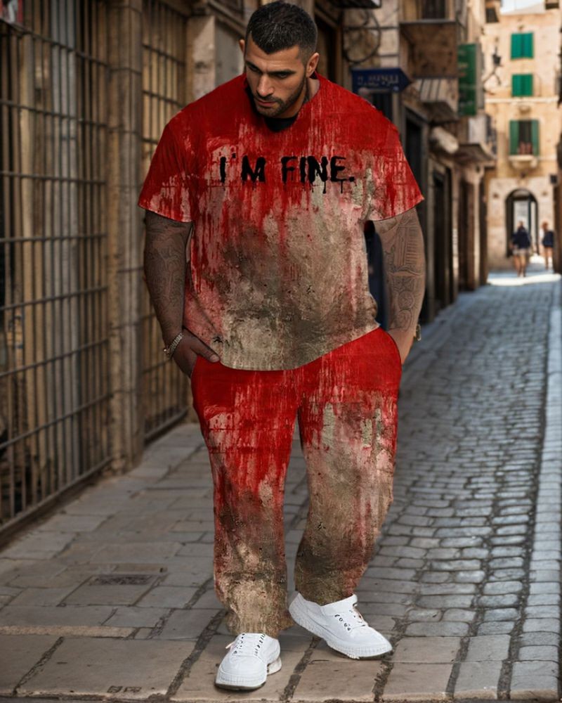 Men's Plus Size I Am Fine Short Sleeve T-Shirt