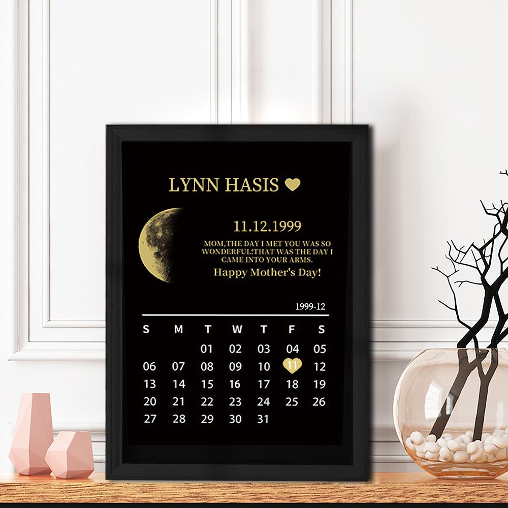 Custom Moon Phase Photo Wood Sign Warm Gift For Mother's Day