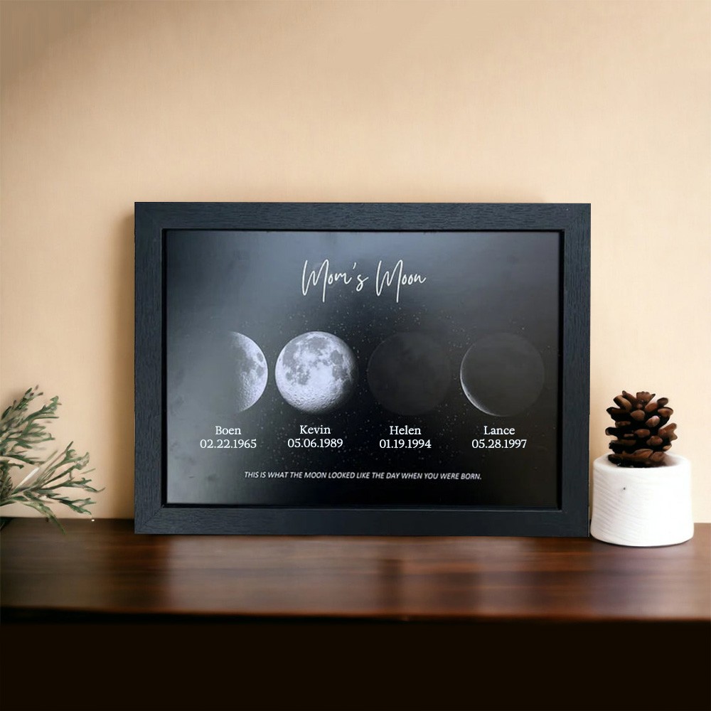 Custom Moon Phase Wood Sign Mom's Moon Best Gift For Mother's Day