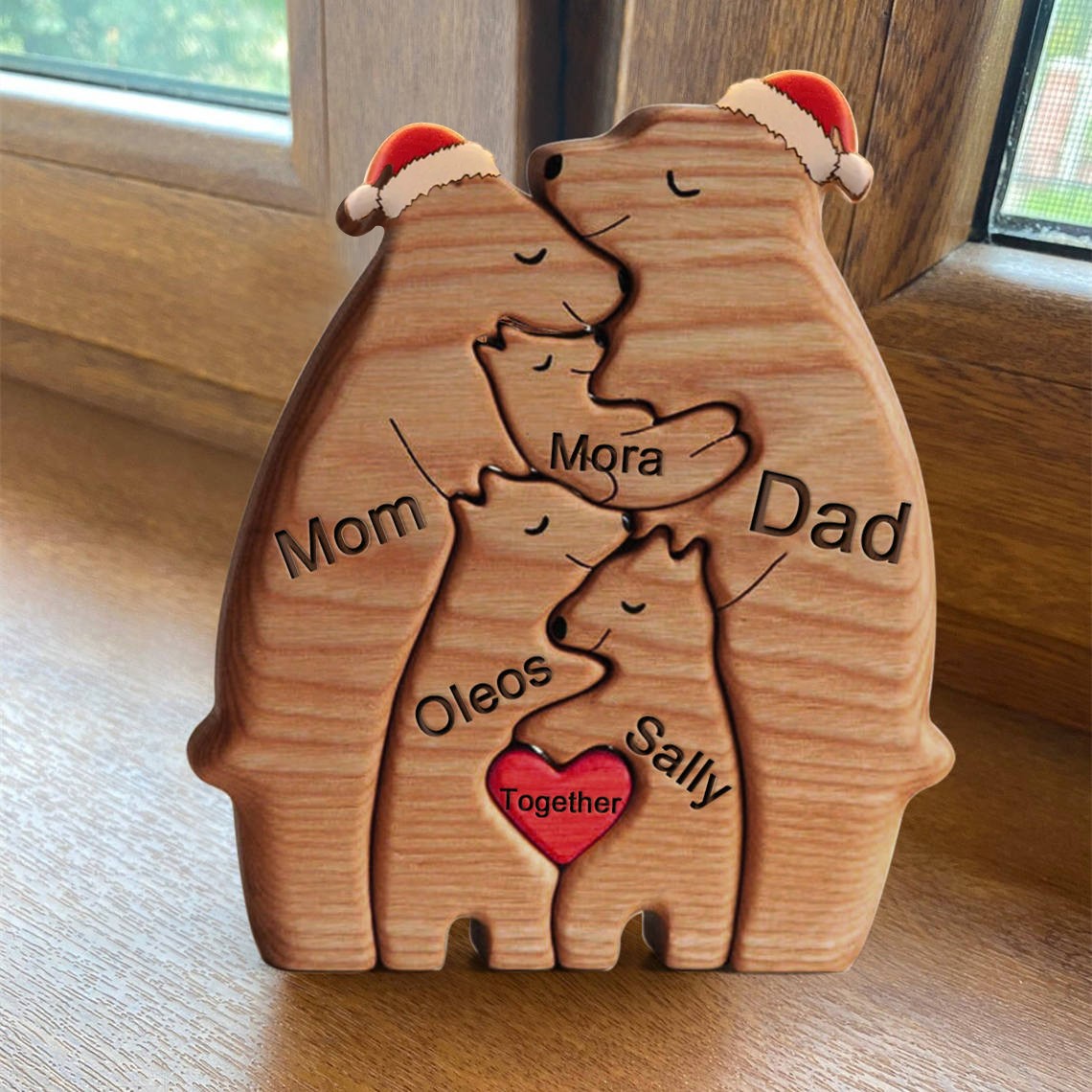 Custom Wooden Bear Family Puzzle Keepsake Gift For Mom Christmas