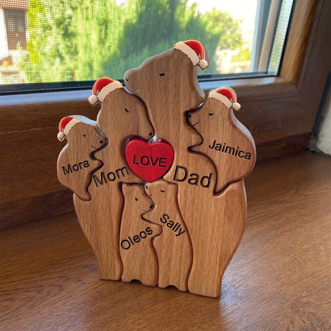 Custom Wooden Bear Family Puzzle Keepsake Gift For Mom Christmas