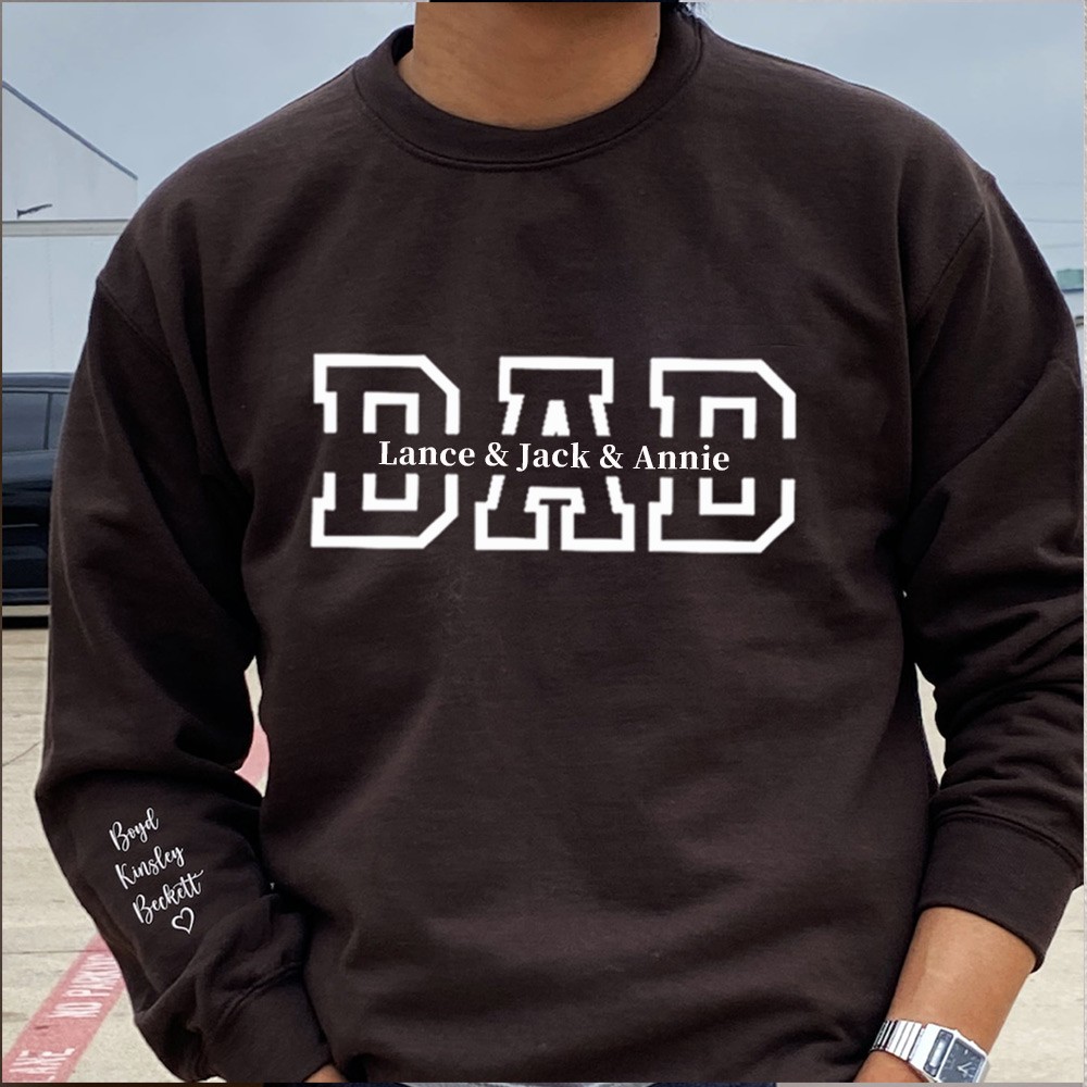 Custom Dad Sweatshirt Hoodie with Kids Names For Father's Day Gift Ideas