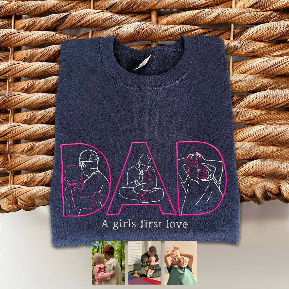 Personalised Photo Embroidered Hoodie For Dad Father's Day Gift Ideas