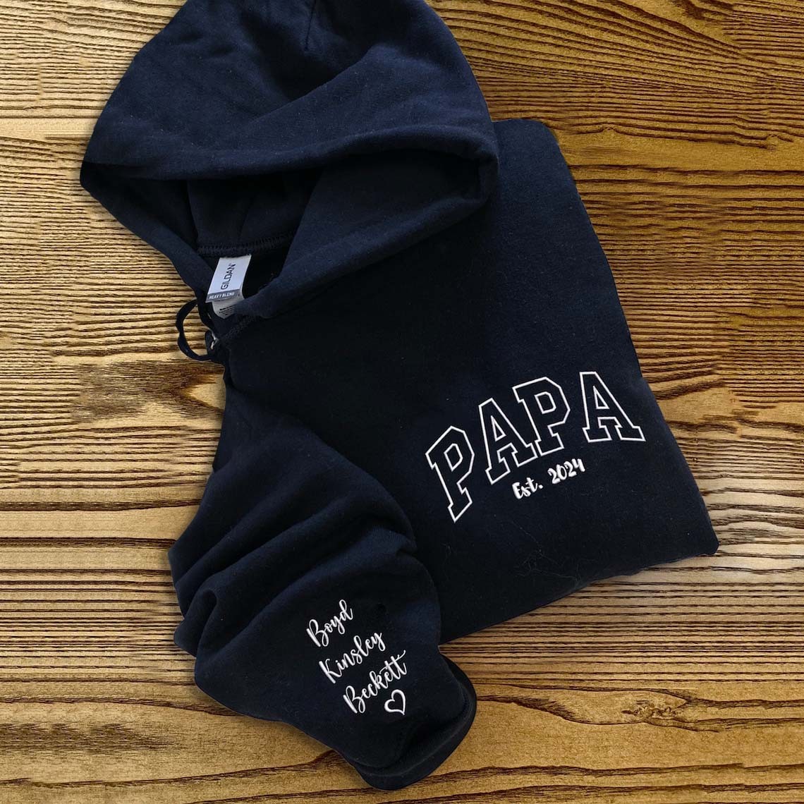 Custom Embroidered Papa Sweatshirt Hoodie with Kids Names For Father's Day Gift Ideas