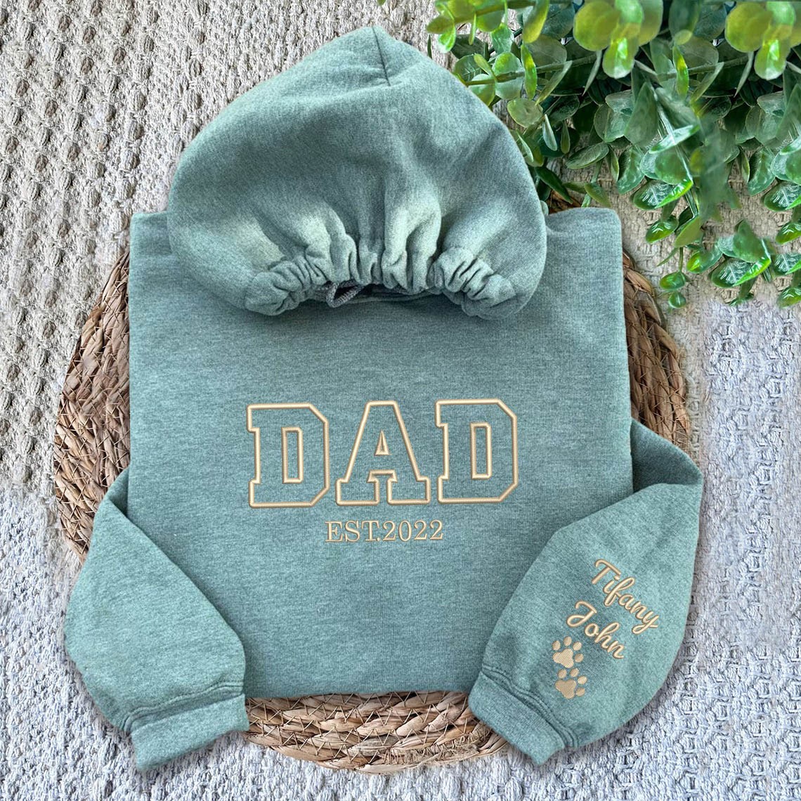 Custom Embroidered Dad Sweatshirt Hoodie with Kids Names For Father's Day Gift Ideas